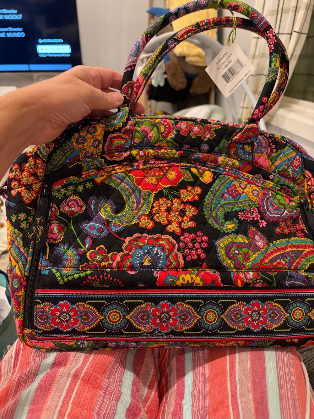 Vera Bradley Black Multicolor Quilted Floral Paisley Laptop Bag